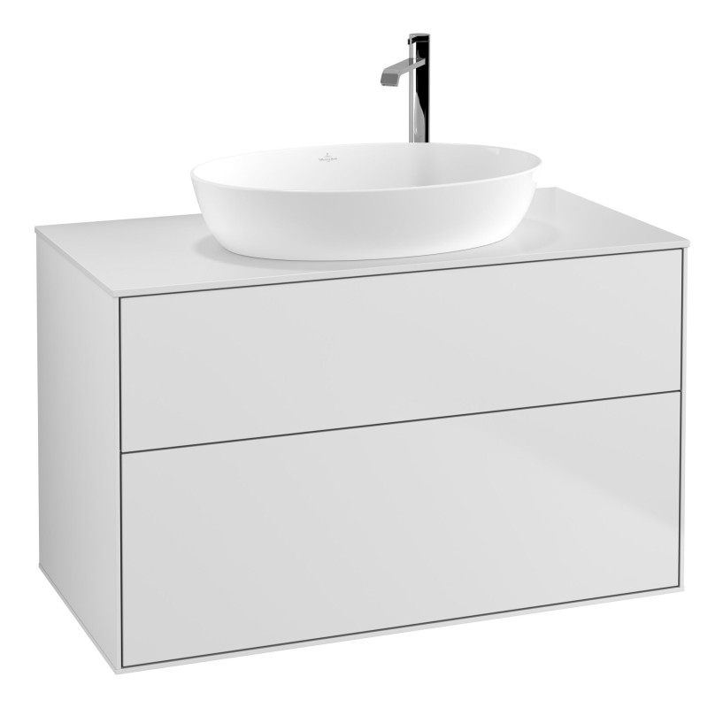 Тумба під раковину Villeroy & Boch Finion 100х50,1 см МДФ білий матовий лак/скло біле матове F88100MT