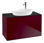 Тумба під раковину Villeroy & Boch Finion 100х50,1 см МДФ півонія матовий лак/скло чорне матове F88200HB