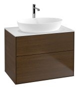 Тумба под раковину Villeroy & Boch Finion 80х50,1 см МДФ шпон грецкого ореха/стекло белое матовое F87100GN