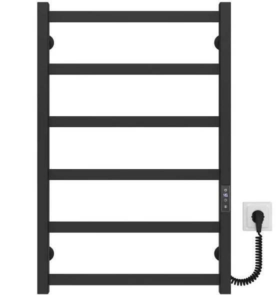 Электрический полотенцесушитель Deffi Avast П6 500х800 правое подключение JD04 черный B.AV.80.50.6.E.B.R.2