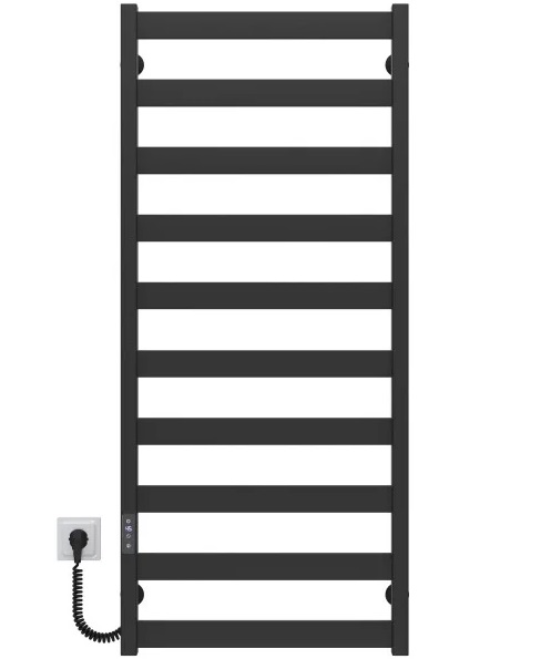 Електрична сушарка для рушників Deffi Harmony П10 450х1200 ліве підключення JD04 чорний B.HR.120.45.10.E.B.L.2