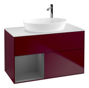 Тумба под раковину Villeroy & Boch Finion 100х50,1 см с подсветкой МДФ пион матовый лак/стекло белое матовое G891GKHB