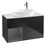 Тумба под раковину Villeroy & Boch Finion 100х50,1 см с подсветкой МДФ черный матовый лак/стекло белое матовое G891GKPD