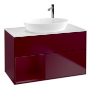 Тумба под раковину Villeroy & Boch Finion 100х50,1 см с подсветкой МДФ пион матовый лак/стекло белое матовое G891HBHB