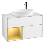 Тумба под раковину Villeroy & Boch Finion 100х50,1 см с подсветкой МДФ глянцевый белый лак/стекло белое матовое G891HFGF