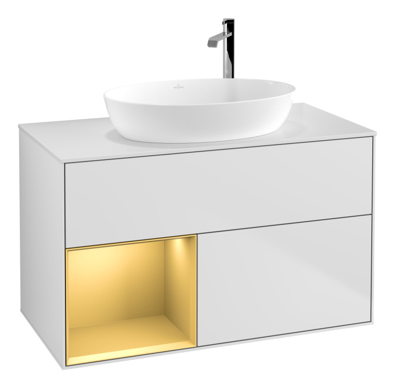 Тумба под раковину Villeroy & Boch Finion 100х50,1 см с подсветкой МДФ белый матовый лак/стекло белое матовое G891HFMT