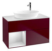 Тумба под раковину Villeroy & Boch Finion 100х50,1 см с подсветкой МДФ пион матовый лак/стекло белое матовое G891MTHB