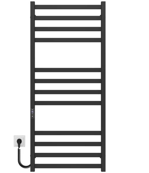 Електрична сушарка для рушників Deffi Avast П12 600х1200 ліве підключення JD04 чорний B.AV.120.60.12.E.B.L.2