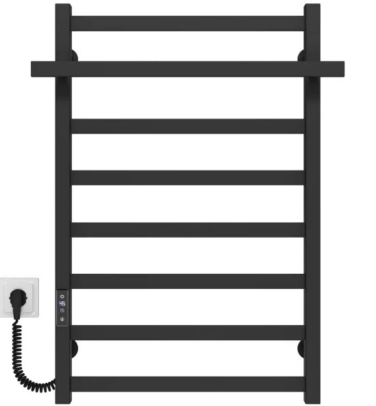 Электрический полотенцесушитель Deffi Nicolе П8 500х800 левое подключение JD04 черный B.NI.80.50.8.E.B.L.2