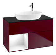 Тумба под раковину Villeroy & Boch Finion 100х50,1 см с подсветкой МДФ пион матовый лак/стекло черное матовое G892GFHB