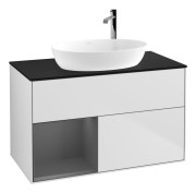 Тумба под раковину Villeroy & Boch Finion 100х50,1 см с подсветкой МДФ белый матовый лак/стекло черное матовое G892GKMT