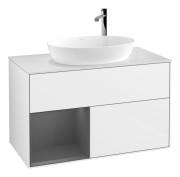 Тумба под раковину Villeroy & Boch Finion 100х50,1 см с подсветкой МДФ глянцевый белый лак/стекло белое матовое G891GKGF