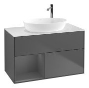 Тумба під раковину Villeroy & Boch Finion 100х50,1 см із підсвічуванням МДФ антрацит матовий лак/скло біле матове G891GKGK