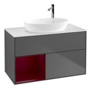 Тумба под раковину Villeroy & Boch Finion 100х50,1 см с подсветкой МДФ антрацит матовый лак/стекло белое матовое G891HBGK