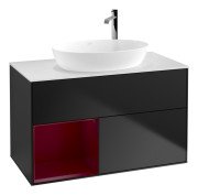 Тумба під раковину Villeroy & Boch Finion 100х50,1 см із підсвічуванням МДФ чорний матовий лак/скло біле матове G891HBPD