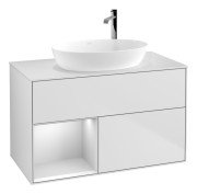 Тумба під раковину Villeroy & Boch Finion 100х50,1 см із підсвічуванням МДФ білий матовий лак/скло біле матове G891MTMT