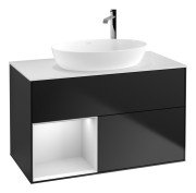 Тумба під раковину Villeroy & Boch Finion 100х50,1 см із підсвічуванням МДФ чорний матовий лак/скло біле матове G891MTPD