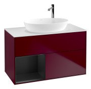 Тумба під раковину Villeroy & Boch Finion 100х50,1 см з підсвічуванням МДФ півонія матовий лак/скло біле матове G891PDHB