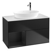 Тумба под раковину Villeroy & Boch Finion 100х50,1 см с подсветкой МДФ черный матовый лак/стекло белое матовое G891PDPD