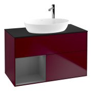 Тумба под раковину Villeroy & Boch Finion 100х50,1 см с подсветкой МДФ пион матовый лак/стекло черное матовое G892GKHB