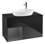 Тумба під раковину Villeroy & Boch Finion 100х50,1 см із підсвічуванням МДФ чорний матовий лак/скло чорне матове G892GKPD