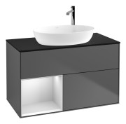 Тумба под раковину Villeroy & Boch Finion 100х50,1 см с подсветкой МДФ антрацит матовый лак/стекло черное матовое G892MTGK