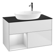 Тумба під раковину Villeroy & Boch Finion 100х50,1 см із підсвічуванням МДФ білий матовий лак/скло чорне матове G892MTMT