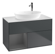 Тумба под раковину Villeroy & Boch Finion 100х50,1 см с подсветкой МДФ темно-синий матовый лак/стекло белое матовое G891GKHG