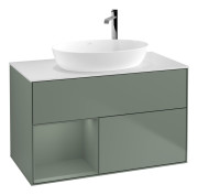 Тумба под раковину Villeroy & Boch Finion 100х50,1 см с подсветкой МДФ оливковый матовый лак/стекло белое матовое G891GMGM