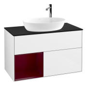 Тумба под раковину Villeroy & Boch Finion 100х50,1 см с подсветкой МДФ глянцевый белый лак/стекло черное матовое G892HBGF