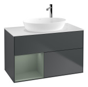 Тумба под раковину Villeroy & Boch Finion 100х50,1 см с подсветкой МДФ темно-синий матовый лак/стекло белое матовое G891GMHG