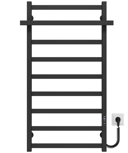 Електрична сушарка для рушників Deffi Nicolе П9 500х1000 праве підключення JD04 чорний B.NI.100.50.9.E.B.R.2