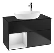 Тумба под раковину Villeroy & Boch Finion 100х50,1 см с подсветкой МДФ черный матовый лак/стекло черное матовое G892MTPD
