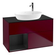 Тумба під раковину Villeroy & Boch Finion 100х50,1 см з підсвічуванням МДФ півонія матовий лак/скло чорне матове G892PDHB