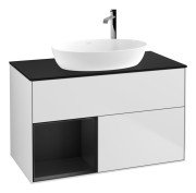 Тумба под раковину Villeroy & Boch Finion 100х50,1 см с подсветкой МДФ белый матовый лак/стекло черное матовое G892PDMT