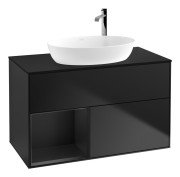 Тумба под раковину Villeroy & Boch Finion 100х50,1 см с подсветкой МДФ черный матовый лак/стекло черное матовое G892PDPD