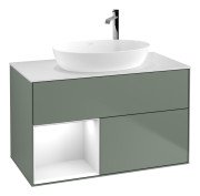 Тумба под раковину Villeroy & Boch Finion 100х50,1 см с подсветкой МДФ оливковый матовый лак/стекло белое матовое G891GFGM
