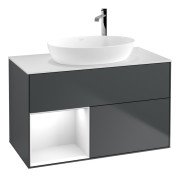 Тумба під раковину Villeroy & Boch Finion 100х50,1 см із підсвічуванням МДФ темно-синій матовий лак/скло біле матове G891GFHG