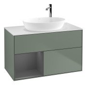 Тумба під раковину Villeroy & Boch Finion 100х50,1 см із підсвічуванням МДФ оливковий матовий лак/скло біле матове G891GKGM