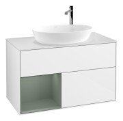 Тумба під раковину Villeroy & Boch Finion 100х50,1 см з підсвіткою МДФ білий глянцевий лак/скло біле матове G891GMGF