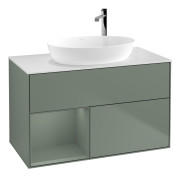 Тумба под раковину Villeroy & Boch Finion 100х50,1 см с подсветкой МДФ оливковый матовый лак/стекло белое матовое G891GMGM