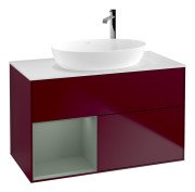 Тумба под раковину Villeroy & Boch Finion 100х50,1 см с подсветкой МДФ пион матовый лак/стекло белое матовое G891GMHB