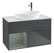 Тумба под раковину Villeroy & Boch Finion 100х50,1 см с подсветкой МДФ темно-синий матовый лак/стекло белое матовое G891GMHG