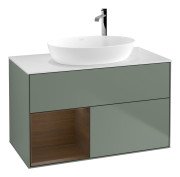 Тумба под раковину Villeroy & Boch Finion 100х50,1 см с подсветкой МДФ оливковый матовый лак/стекло белое матовое G891GNGM