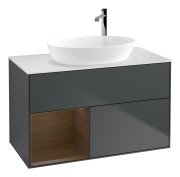 Тумба під раковину Villeroy & Boch Finion 100х50,1 см із підсвічуванням МДФ темно-синій матовий лак/скло біле матове G891GNHG