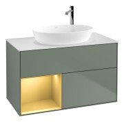 Тумба під раковину Villeroy & Boch Finion 100х50,1 см із підсвічуванням МДФ оливковий матовий лак/скло біле матове G891HFGM