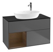 Тумба под раковину Villeroy & Boch Finion 100х50,1 см с подсветкой МДФ антрацит матовый лак/стекло черное матовое G892GNGK