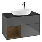 Тумба под раковину Villeroy & Boch Finion 100х50,1 см с подсветкой МДФ антрацит матовый лак/стекло черное матовое G892GNGK