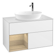 Тумба под раковину Villeroy & Boch Finion 100х50,1 см с подсветкой МДФ глянцевый белый лак/стекло белое матовое G891PCGF