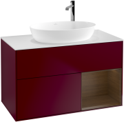 Тумба под раковину Villeroy & Boch Finion 100х50,1 см с подсветкой МДФ пион матовый лак/стекло белое матовое F901GNHB